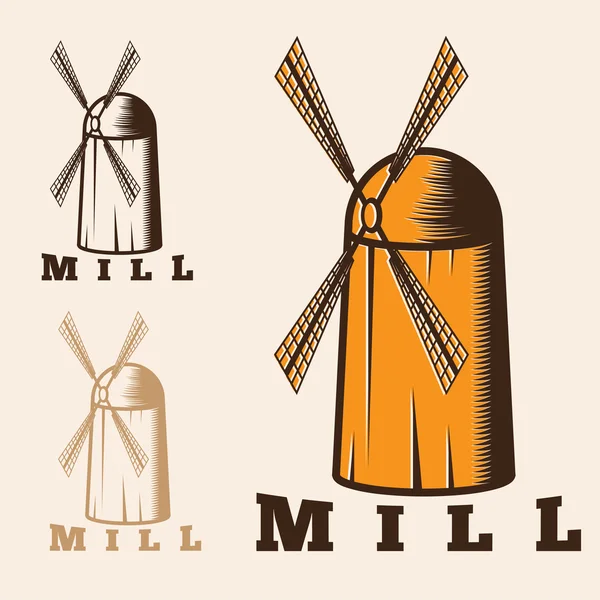 Vector illustration of old mill — Stock Vector