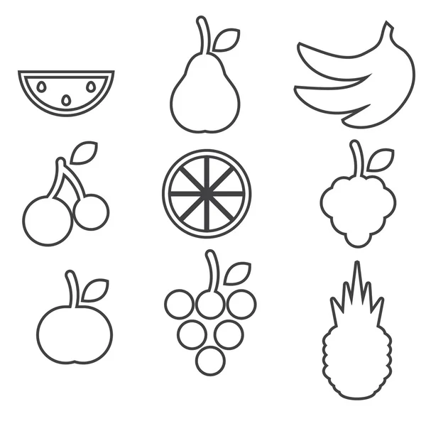 Plody ikony na bílém pozadí. Vektor — Stockový vektor