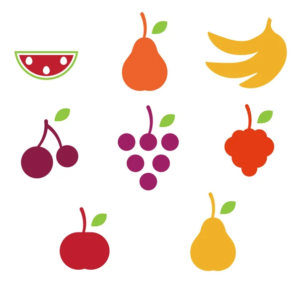 Iconos de frutas sobre fondo blanco.Vector — Vector de stock