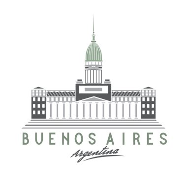 Buenos Aires, Arjantin, vektör illustra içinde Kongre Binası