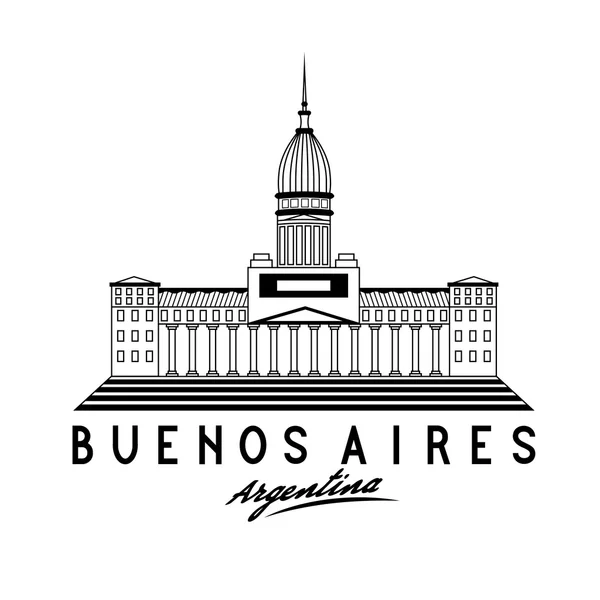 Bâtiment du Congrès à Buenos Aires, Argentine, vecteur illustra — Image vectorielle