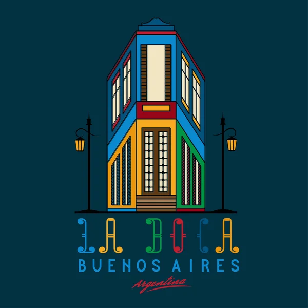 Ilustración vectorial Calle Caminito en el barrio de La Boca de B — Vector de stock