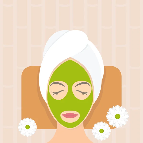 Flat design woman in natural mask . Vector illustration — Stock Vector