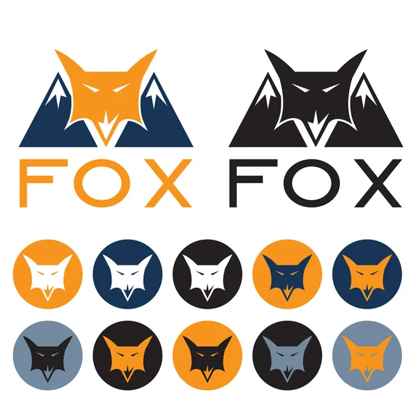 Mountain fox vector design template and web icons — Stock Vector