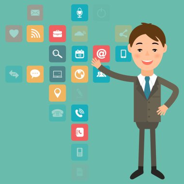 Düz tasarım tarzında bir işadamı çizimi yapar