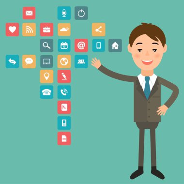 Düz tasarım tarzında bir işadamı çizimi yapar