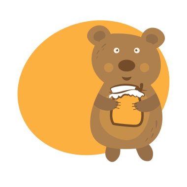 Sevimli ayı bal ile karikatür. Vektör