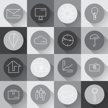 iş içinde düz çizmek için çizgi zanaat web Icons set. Vektör