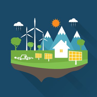 Dünya'nın illüstrasyonlar konseptiyle simgeler ekoloji, çevre