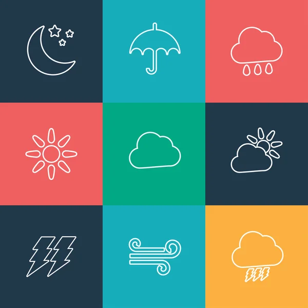 Set of vector weather flat icons — Stock Vector