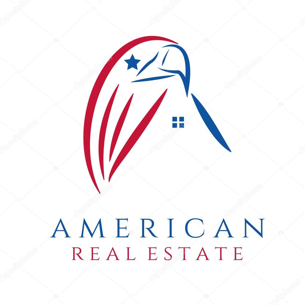 American real estate concept wit eagle and house