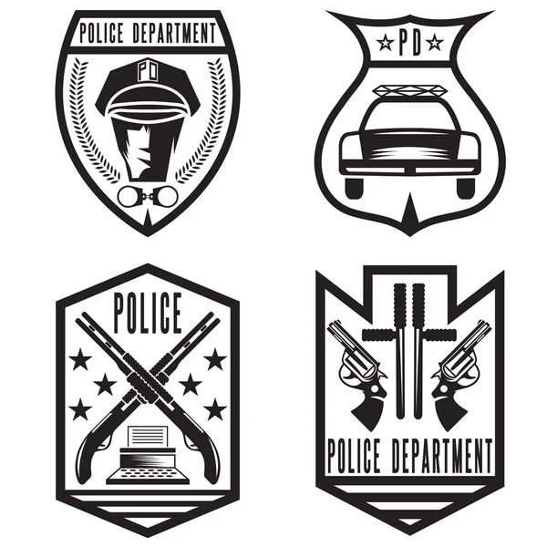 老式的警察法律执法徽章一套 — 图库矢量图片