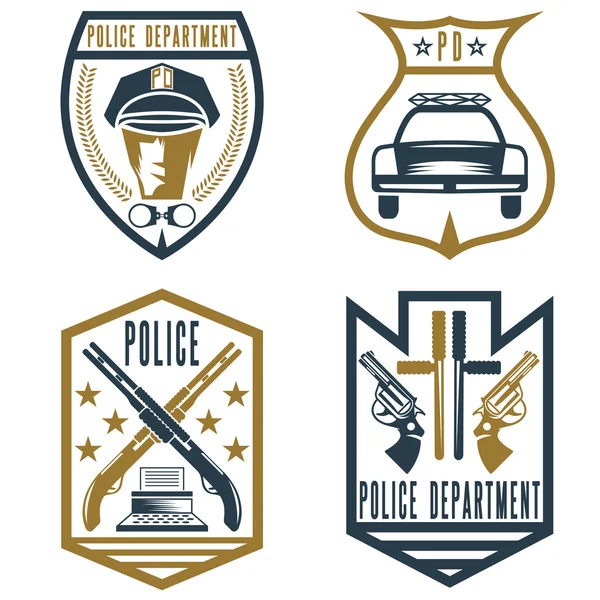 Conjunto de emblemas de aplicação da lei da polícia vintage — Vetor de Stock