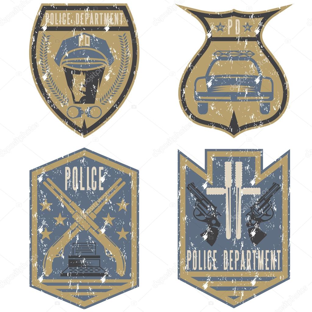 set of grunge vintage police law enforcement badges 