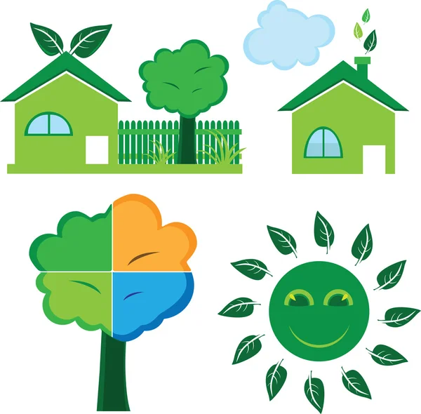 Ecology - eco pattern - eco illustrations - vector eco - ecological house — Stock Vector