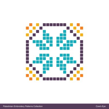 Geleneksel Filistin nakış deseni (İnek Gözü). Düzenlenebilir Vektör dosyası.
