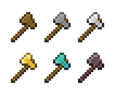 Axe 'in pikselli sanat seti. İzole vektör dosyası.