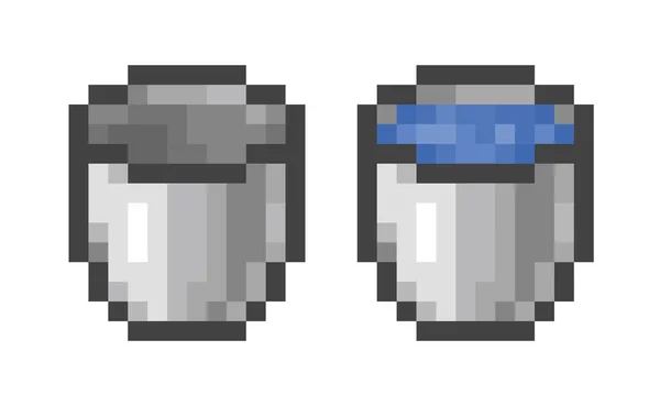 Pixel Art Water Bucket Upravitelný Vektorový Soubor — Stockový vektor