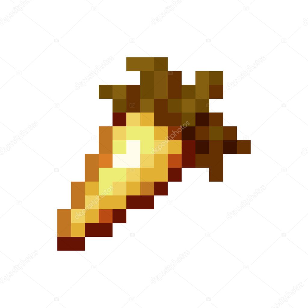Golden carrots pixel art. Isolated vector file.