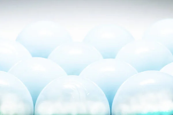 Macro View White Glass Spheres Shiny White Background — Stock Photo, Image