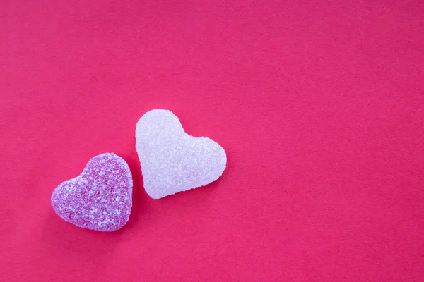 Bonbons Gommeux Forme Coeur Sur Fond Rose Vif Espace Libre — Photo