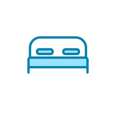 Yatak ikonunun illüstrasyon vektörü grafiği. Yatak odası, uyku, mobilya vs. için uygun.
