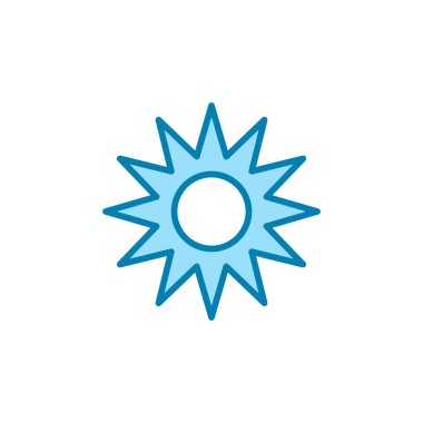 Güneş ikonunun görsel vektör grafiği. Güneş ışığı, güneş ışığı, gün doğumu vs. için uygun.