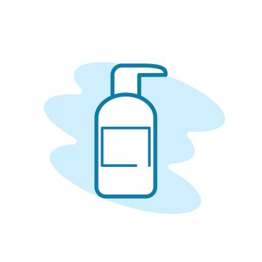 Şampuan şişesi ikonunun görüntü vektörü grafiği. Konteynır, tüp, paket, duş vs. için uygun.