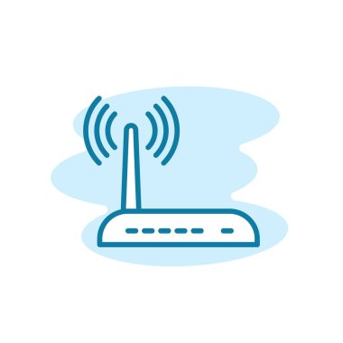 Yönlendirici simgesinin İllüstrasyon Vektörü grafiği. Kablosuz, internet, ağ, şebeke vb için uygun.