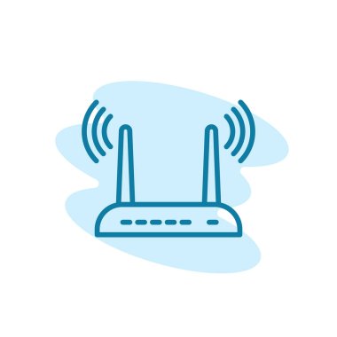 Yönlendirici simgesinin İllüstrasyon Vektörü grafiği. Kablosuz, internet, ağ, şebeke vb için uygun.