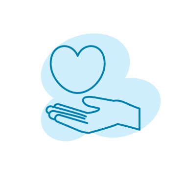 El ve kalbin çizimi, aşk simgesi