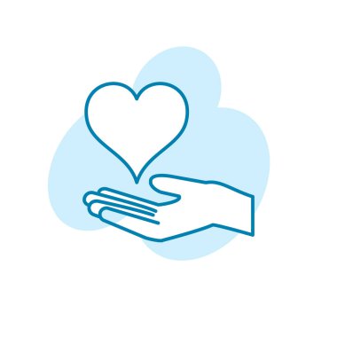 El ve kalbin çizimi, aşk simgesi