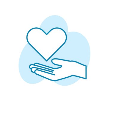 El ve kalbin çizimi, aşk simgesi