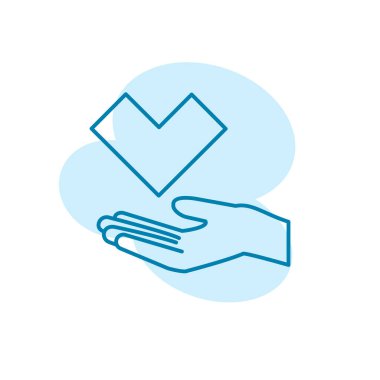 El ve kalbin çizimi, aşk simgesi