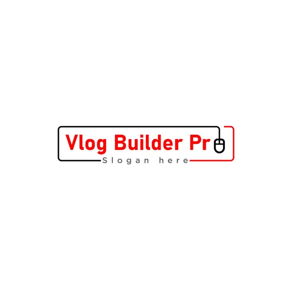 Vlog Logo Kanal Görüntüleme Tüpünün Llüstrasyon Vektörü Grafiği — Stok Vektör