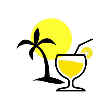 Tropikal tatil teması logosunun İllüstrasyon Vektörü grafiği