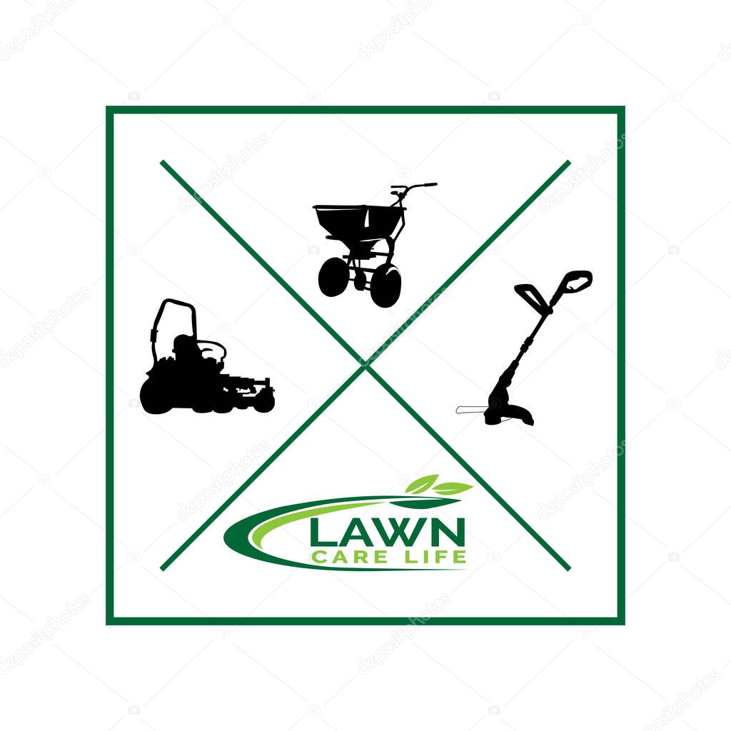 illustration, vector, graphic, design of lawn care logo