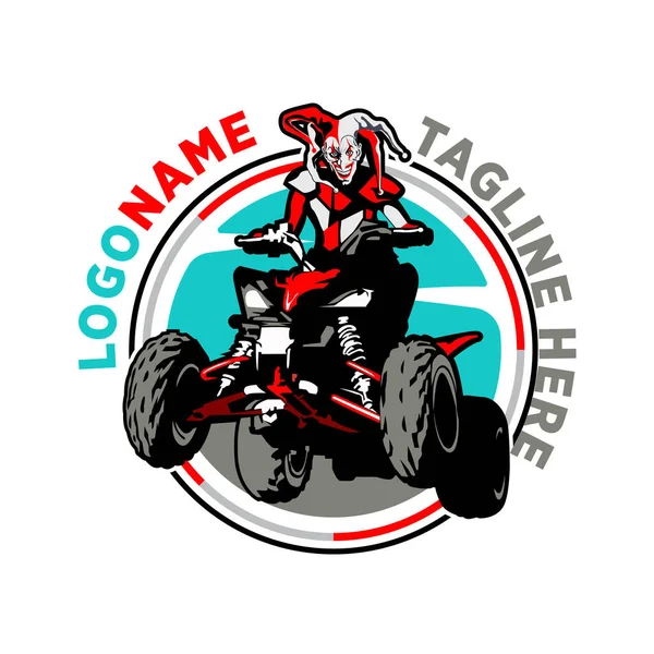 Joker Sürücüsü Ile Atv Motor Logosu Tasarımının Resimleme Vektörü Grafiği — Stok Vektör