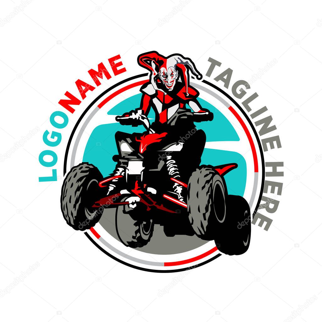 Illustration Vector graphic of atv motor logo design with joker driver