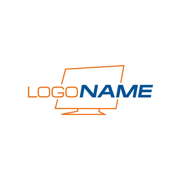 Bilgisayar Logosu Tasarımının Llüstrasyon Vektörü Grafiği — Stok Vektör