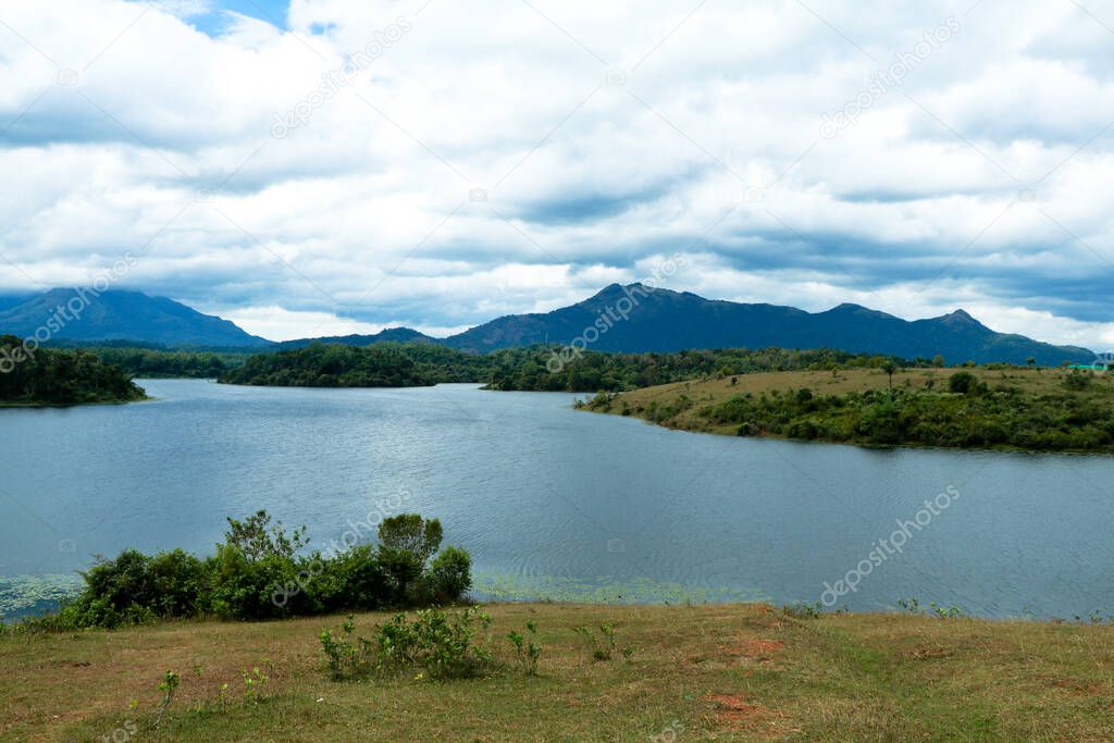 A beautiful scenery from Karappuzha Dam site in Wayanad, Kerala, Long shot