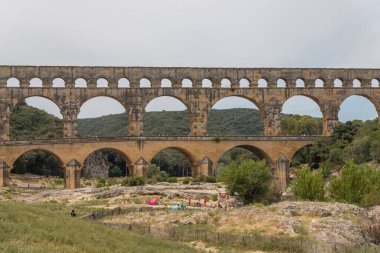 Pont du gard, Fransa, Avrupa 'da Nimes' e yakın ünlü bir müktesebat köprüsü.