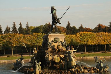 Walk in Peterhof, the kingdom of fountains and parks clipart