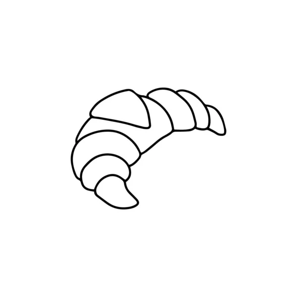 Verse Croissant Getekend Doodle Stijl Zoete Franse Gebakjes Lineaire Vectorillustratie — Stockvector