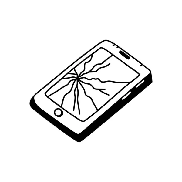 Smartphone Com Tela Quebrada Rachaduras Ecrã Reparação Telefone Quebrada Estilo — Vetor de Stock