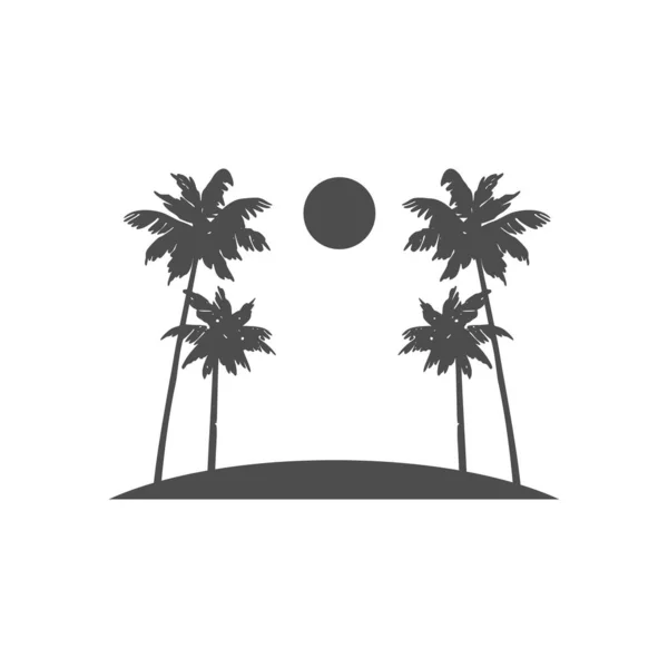 Schwarze Silhouette Einer Palme Tropische Blätter Kokospalmen Exotische Üppige Skizzen — Stockvektor
