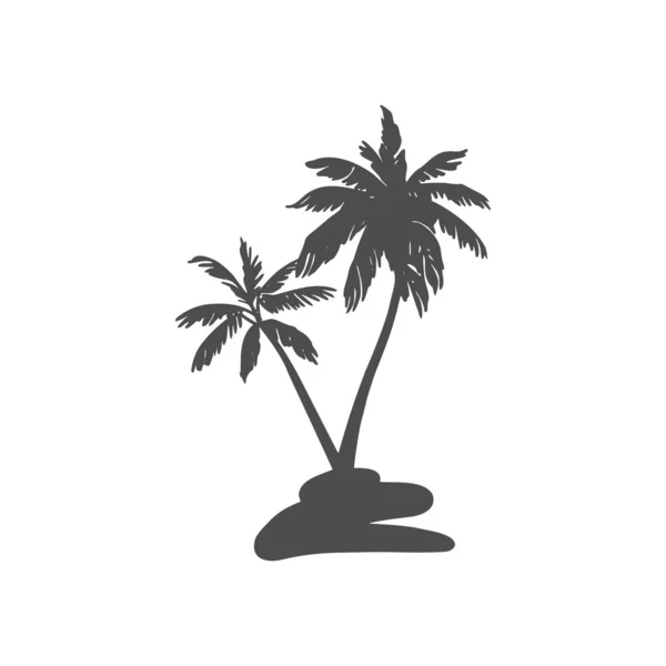 Czarna Sylwetka Palmy Liście Tropikalne Palmy Kokosowe Egzotyczny Bujny Szkic — Wektor stockowy