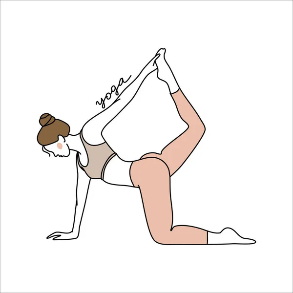 Una Joven Sin Rostro Realiza Ejercicios Estiramiento Yoga Pilates Estilo — Vector de stock