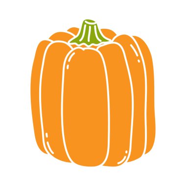 Karalama tarzında portakal kabağı çizimi. Balkabağı - Cadılar Bayramı, Sonbahar ve Şükran Günü 'nün sembolü. Kabak silueti. Beyaz arka planda izole edilmiş. Vektör. Menü için, çiftçi pazarı, baskı