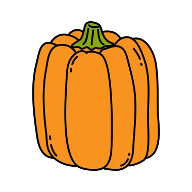 Karalama tarzında portakal kabağı çizimi. Balkabağı - Cadılar Bayramı, Sonbahar ve Şükran Günü 'nün sembolü. Kabak silueti. Beyaz arka planda izole edilmiş. Vektör. Menü için, çiftçi pazarı, baskı
